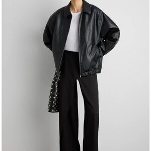 Vegan Leather Bomber Jacket